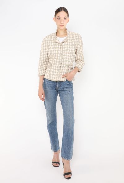 Chanel 2008 Houndstooth Silk Tweed Jacket - 2 Chanel 2008 Houndstooth Silk Tweed Jacket - 2