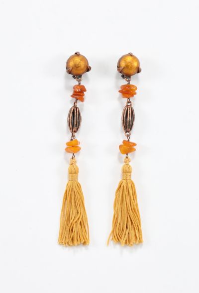 Saint Laurent Vintage Tassel Passementerie Clip Earrings - 1