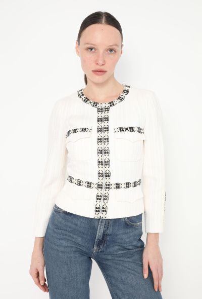 Chanel S/S 2003 Embellished Trim Tweed Jacket - 1