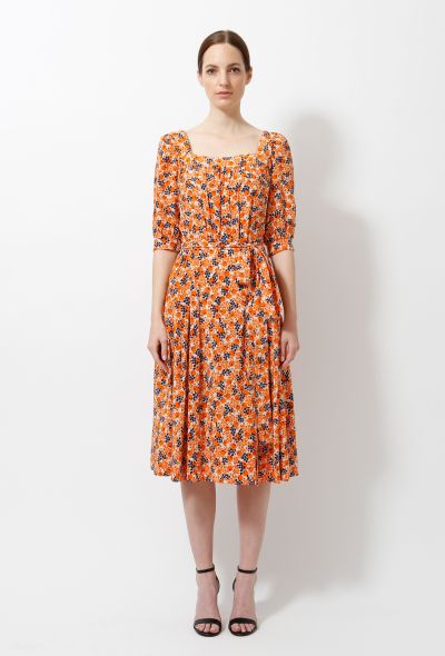                                         '70s Floral Belted Pleated Dress-1