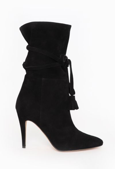 Manolo Blahnik Cavamod Suede Tassel Boots - 1 Manolo Blahnik Cavamod Suede Tassel Boots - 1