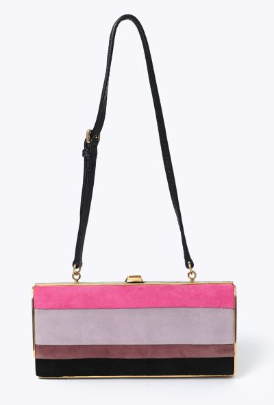 Miu Miu 2008 Striped Suede Minaudière Clutch - 1