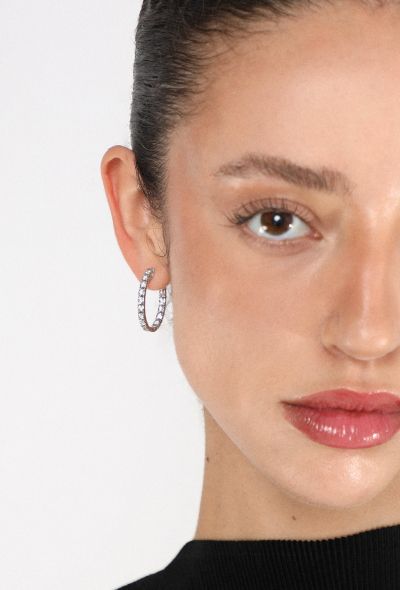 Modern Fine Jewelry 18K White Gold & Diamond Inside-Out Hoop Earrings - 2 Modern Fine Jewelry 18K White Gold & Diamond Inside-Out Hoop Earrings - 2
