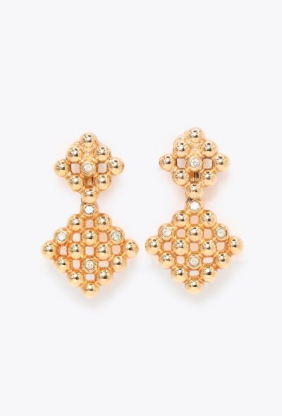 Dior Vintage Embellished Studded Clip Earrings - 1 Dior Vintage Embellished Studded Clip Earrings - 1
