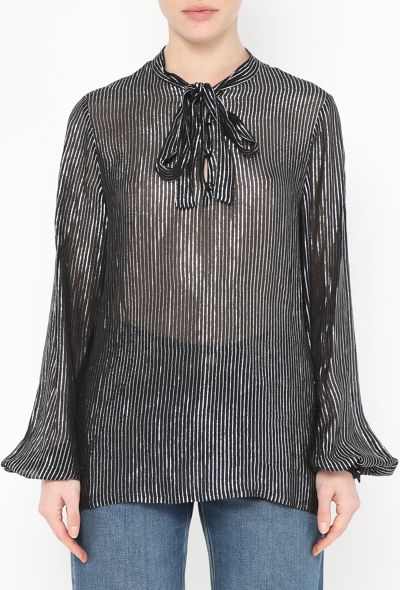 Saint Laurent Iridescent Lamé Lavallière Blouse - 1 Saint Laurent Iridescent Lamé Lavallière Blouse - 1