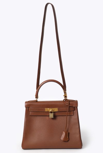 Hermès Vintage Gold Courchevel Kelly Retourné 28 - 2