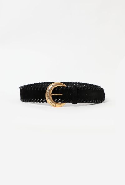                                         1993 Suede &#039;YSL&#039; Buckle Belt -1