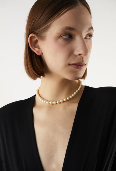 Vintage Fine Jewelry '50s Cultured Pearl Necklace with Diamond Clasp - 2