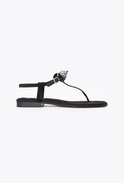 Chanel 2023 Quilted Embellished Bow Sandals - 2 Chanel 2023 Quilted Embellished Bow Sandals - 2