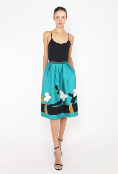 Oscar De La Renta Taffeta Embroidered Skirt - 1 Oscar De La Renta Taffeta Embroidered Skirt - 1