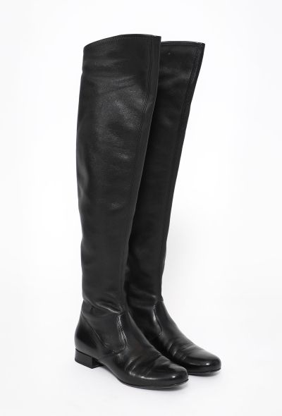 Saint Laurent Loulou Leather Thigh-High Boots - 2