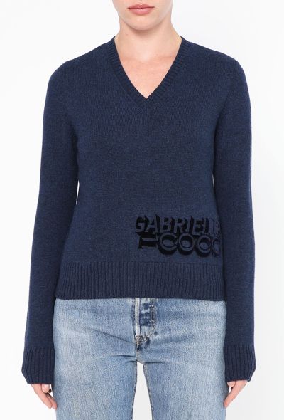 Chanel 2018 Velvet Emblem Cashmere Sweater - 1 Chanel 2018 Velvet Emblem Cashmere Sweater - 1