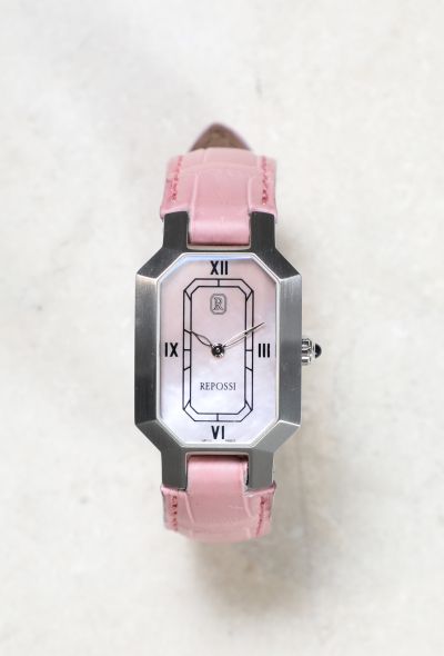                             Stainless Steel & Pink Leather Wristwatch