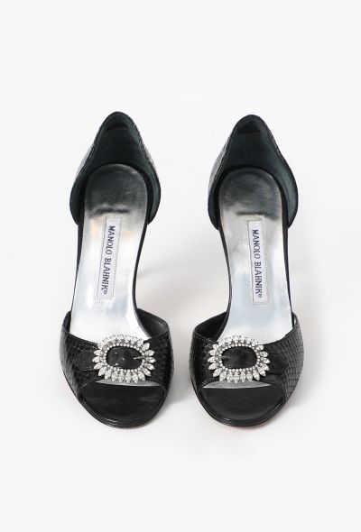 Manolo Blahnik Sedaraby Embossed Peep-Toe Pumps - 2