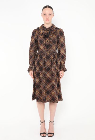 Saint Laurent '70s Plaid Lavallière Smock Dress - 1