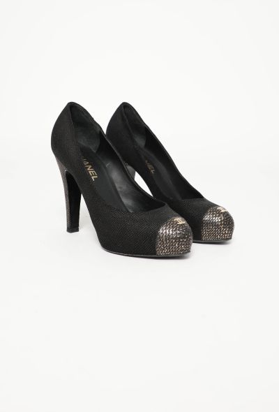 Chanel Textured Leather 'CC' Pumps - 2 Chanel Textured Leather 'CC' Pumps - 2