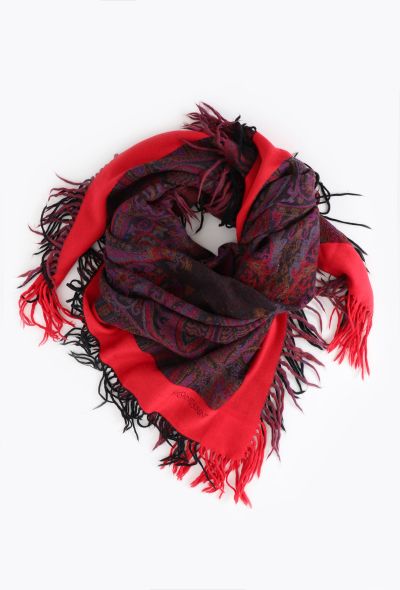 Saint Laurent Vintage Embroidered Paisley Tassel Scarf - 2 Saint Laurent Vintage Embroidered Paisley Tassel Scarf - 2
