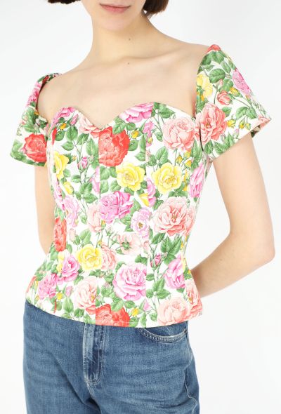Saint Laurent S/S 1992 Rose Printed Bustier Blouse - 1