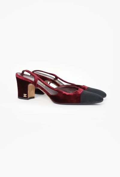 Chanel Velvet Cap-Toe Slingbacks - 2