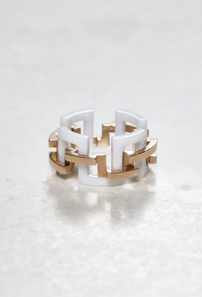 Mellerio 18k Rose Gold Ceramic Graphic Ring - 1