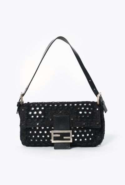 Fendi RARE Vintage Mirror Beaded Baguette Bag - 1