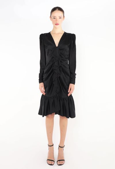 Saint Laurent Rare 1982 Satin Ruffled Dress - 1