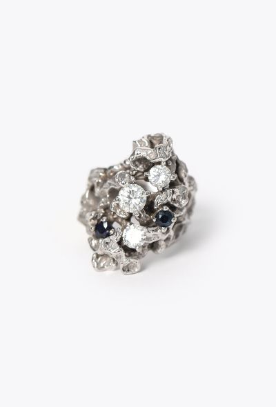Vintage Fine Jewelry '70s Arthur King 18K White Gold, Sapphire & Diamond Ring - 1