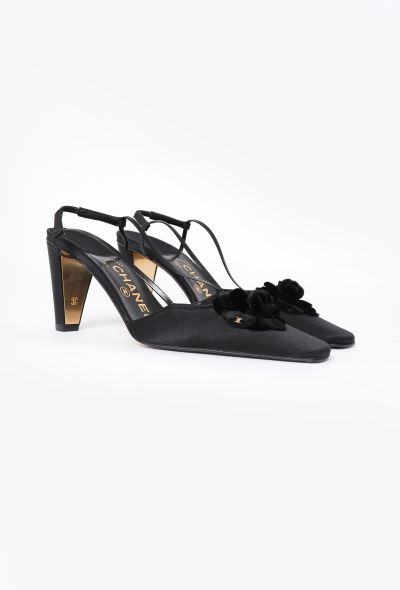 Chanel Velvet Camélia Satin Slingbacks - 2 Chanel Velvet Camélia Satin Slingbacks - 2