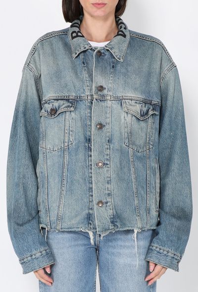 Balenciaga Distressed Logo Denim Jacket - 1
