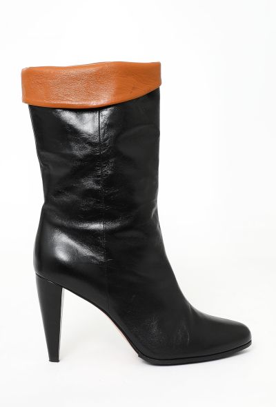                             Folded Leather Boots - 1
