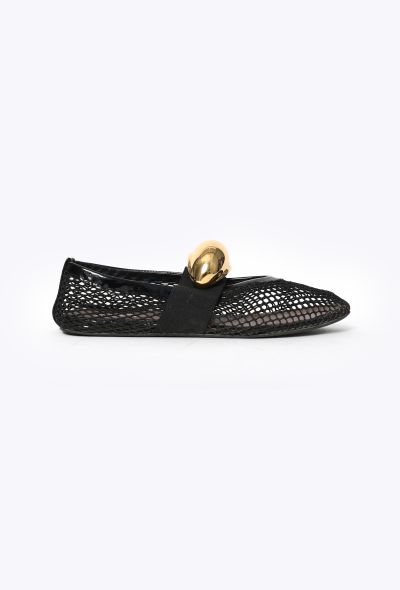 Alaïa S/S 2024 Brass Mesh Ballet Flats - 1