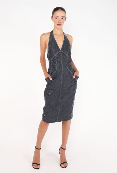 Thierry Mugler Sequin Open-Back Denim Dress, S/S 1999 - 1