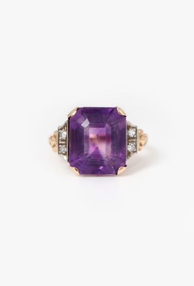 Vintage Fine Jewelry 14k Yellow Gold, Diamond & Amethyst Ring - 1 Vintage Fine Jewelry 14k Yellow Gold, Diamond & Amethyst Ring - 1