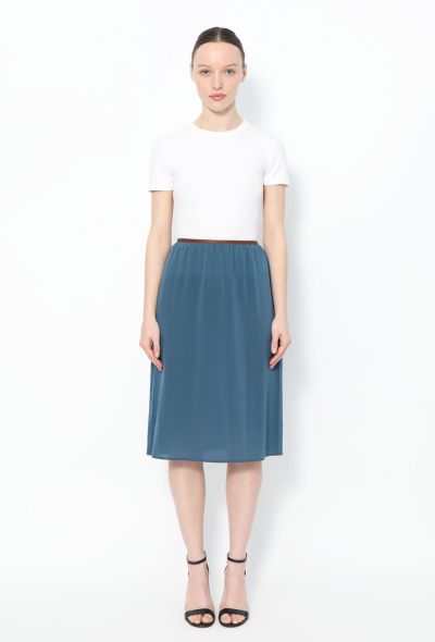                            Leather Trim Silk Skirt - 1