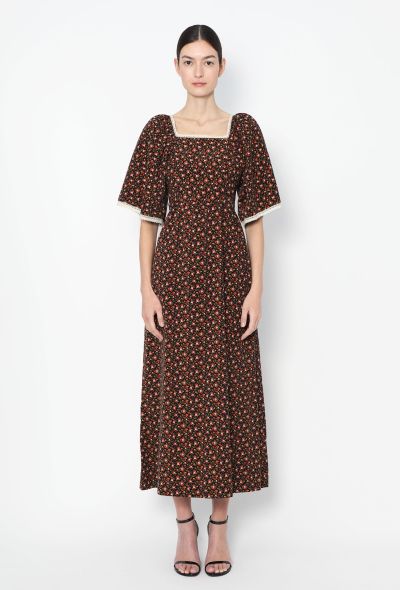 Floral Lace Trim Corduroy Dress - 2 Floral Lace Trim Corduroy Dress - 2