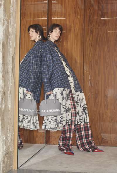 Balenciaga Flannel Combo Shirt Dress, Pre-Fall 2018 - 2