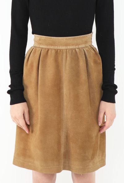 Saint Laurent Vintage Suede Gathered Skirt - 2
