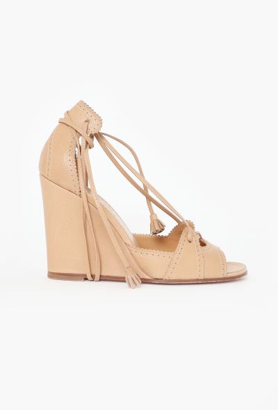 Hermès Eyelet Leather Wedge Sandals - 1 Hermès Eyelet Leather Wedge Sandals - 1