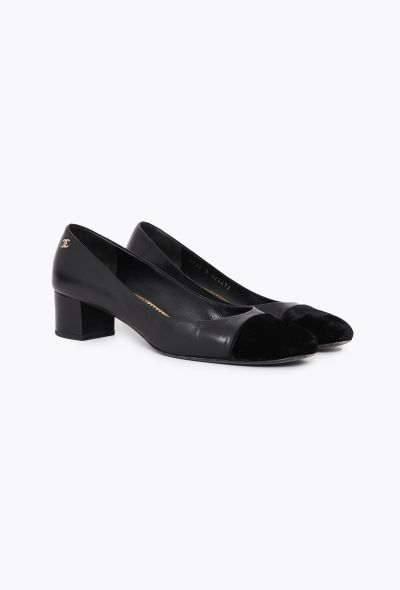 Chanel Velvet Trim Cap-Toe Pumps - 2