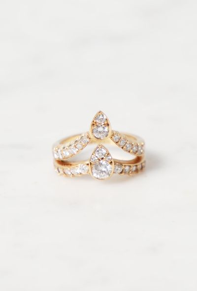                             Vintage 18k Gold & Diamond Crown Ring - 1