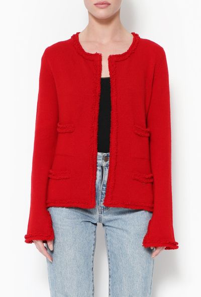 Chanel 2004 Cashmere Frayed Trim Cardigan - 1 Chanel 2004 Cashmere Frayed Trim Cardigan - 1