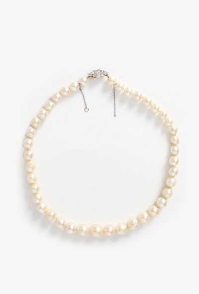 Vintage Fine Jewelry '50s Cultured Pearl Necklace with Diamond Clasp - 1