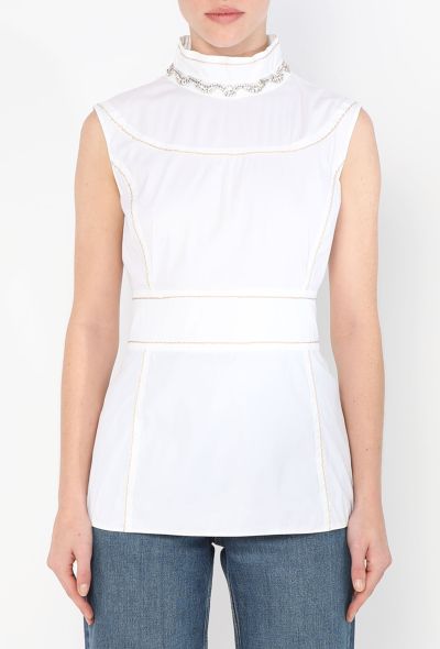 Prada Embellished Trim Cotton Top - 1 Prada Embellished Trim Cotton Top - 1