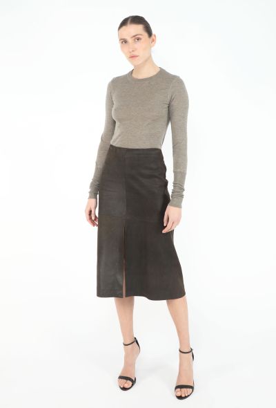 Jil Sander Late '90s Suede Slit Skirt - 2