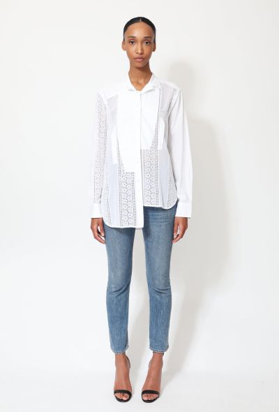                                         Asymmetrical Lace Poplin Shirt -1