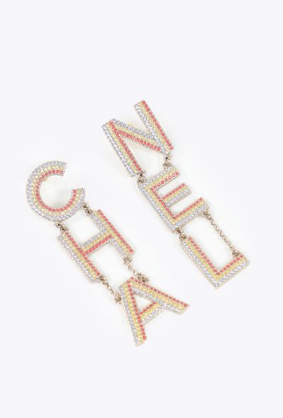 Chanel 2023 Strass Logo Drop Earrings - 2