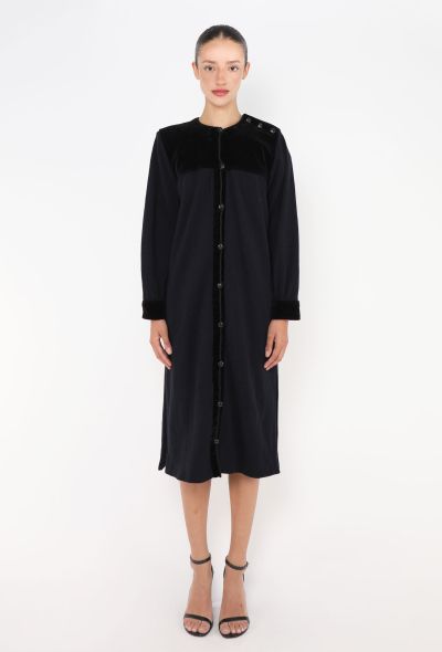 Saint Laurent Late '70s Velvet Trim Dress - 1 Saint Laurent Late '70s Velvet Trim Dress - 1