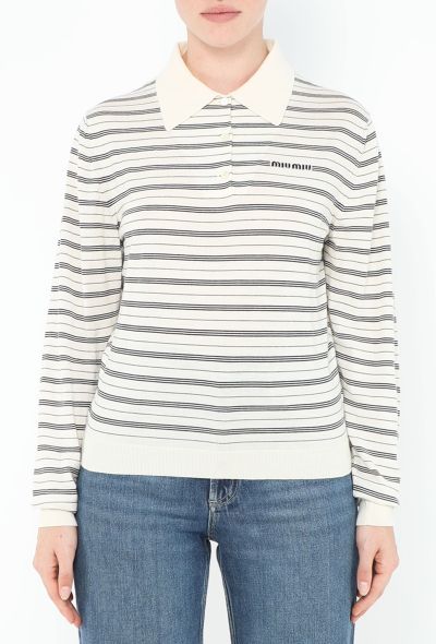 Miu Miu 2024 Striped Logo Polo Top - 1 Miu Miu 2024 Striped Logo Polo Top - 1
