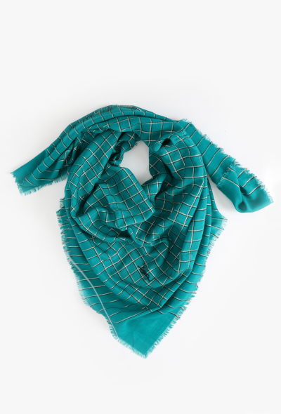 Saint Laurent Vintage Checkered Lamé Scarf - 1 Saint Laurent Vintage Checkered Lamé Scarf - 1