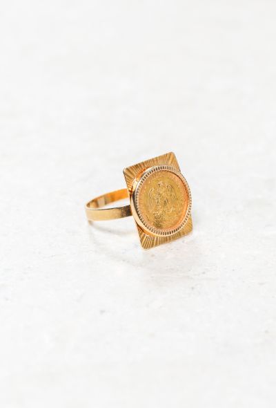 Vintage Fine Jewelry 18k Gold Mexican Coin Ring - 1